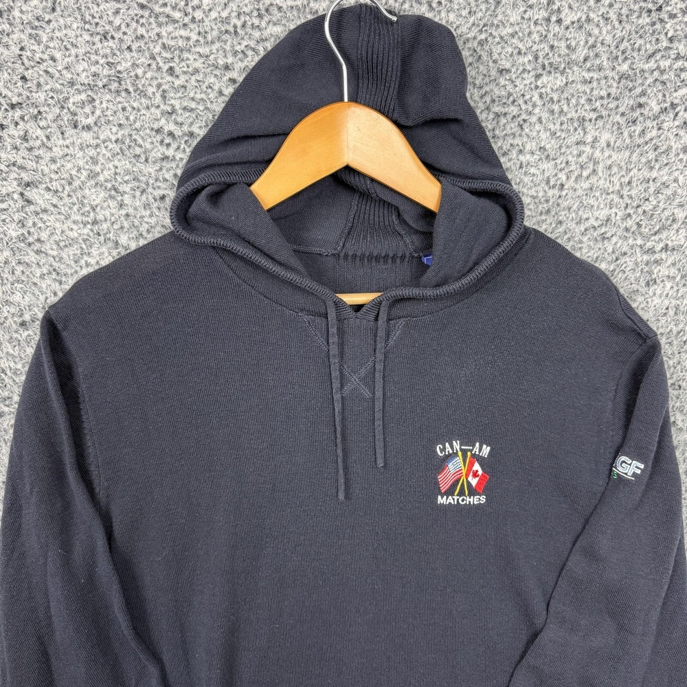 Vintage FootJoy Hoodie Mens Large Blue Knit Golf Can-Am Matches Flags Pullover